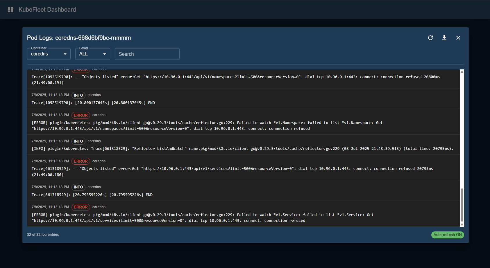 KubeFleet Log Viewer